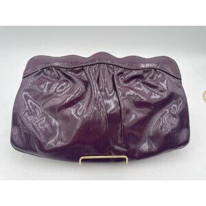 Vintage Purple Patent Leather Clutch Bag Inner Zip Pocket